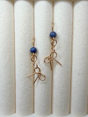 Sapphire Bow Drop Earrings